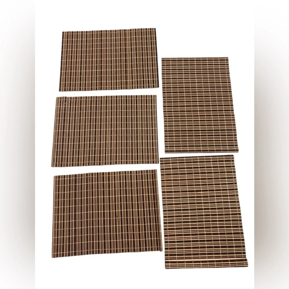 IKEA Set of 5 Bamboo Placemats Brown Lightweight 19X13 Dinner Dining Casual